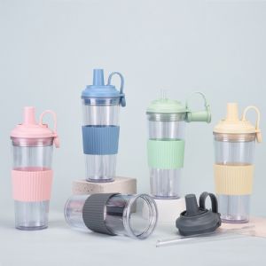 710ml Magentic Cover Plastic Straw CupHLT-2112T DW Plastic Tumbler