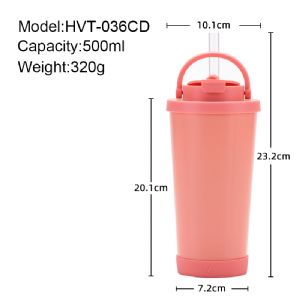 500mL Double-drink Milk Tea in a Steel CupHVT-036-CD Vacuum Tumbler
