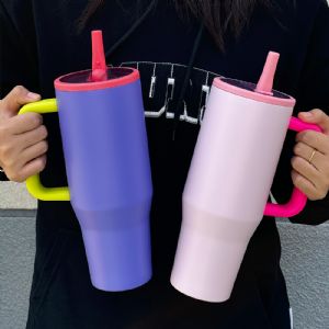 1200ml (40oz) Stainless Steel Double-Walled Leak-Proof Foldable Straw Lid Portable Direct Drink Vacuum MugHVM-041 Vacuum Mug