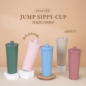 830ml Jumping Cover Milk Tea Steel CupHVT-047 Vacuum Tumbler